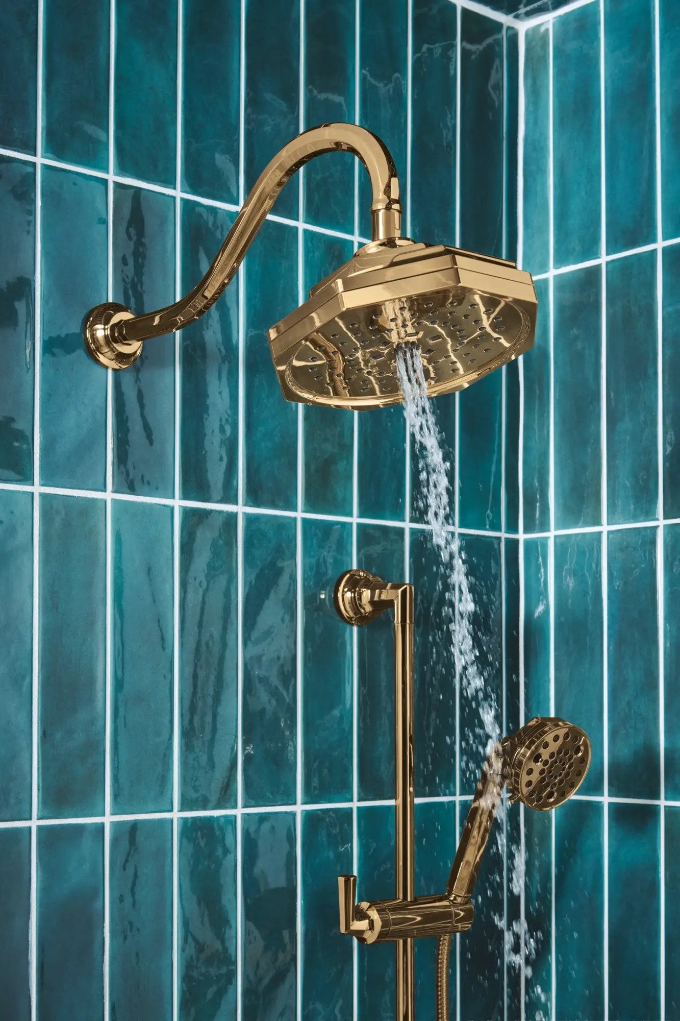 polished gold shower head