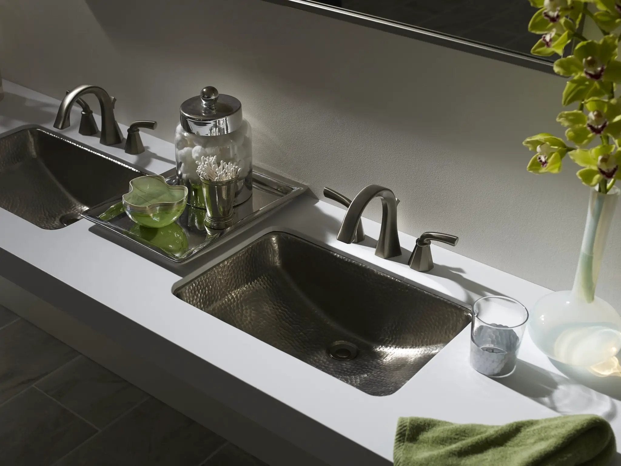 aged copper hammered sink