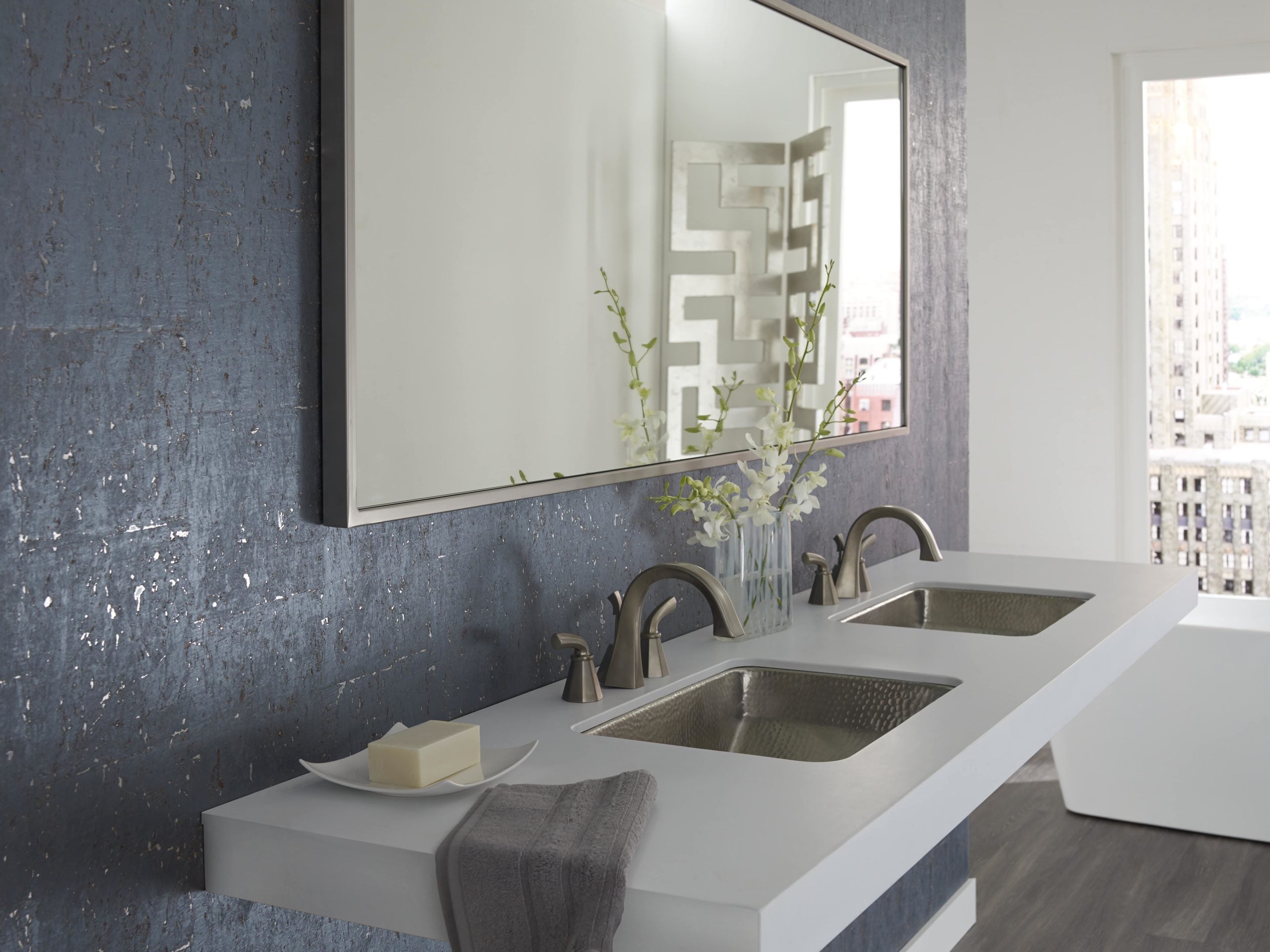 aged copper hammered sink