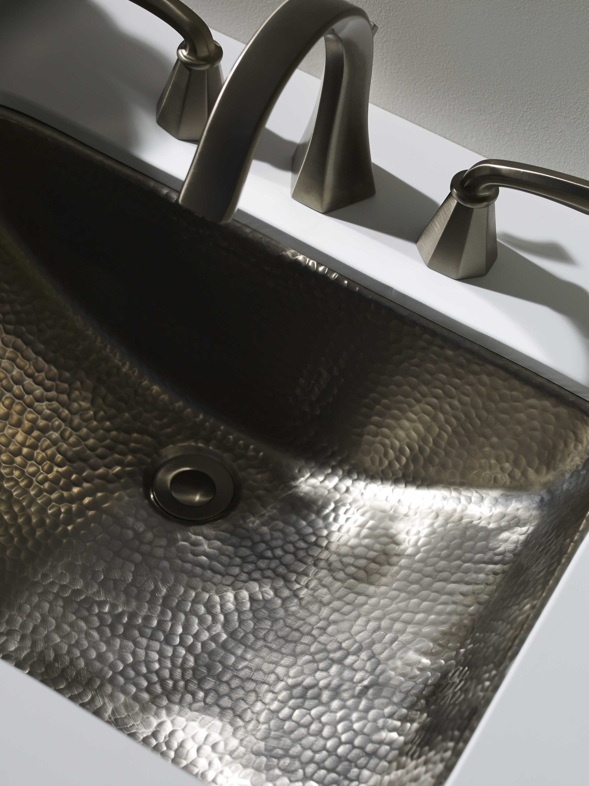 aged copper hammered sink