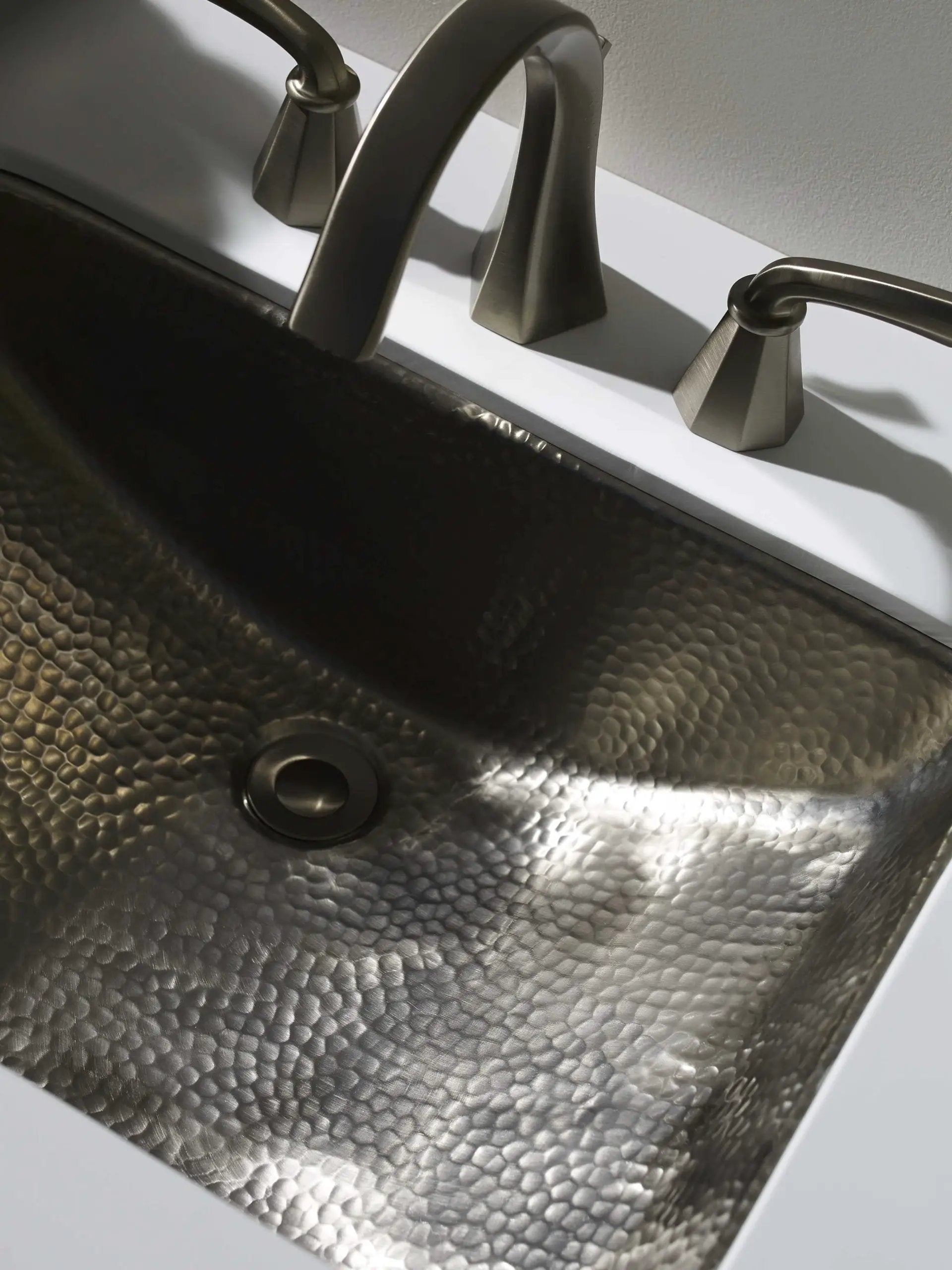aged copper hammered sink
