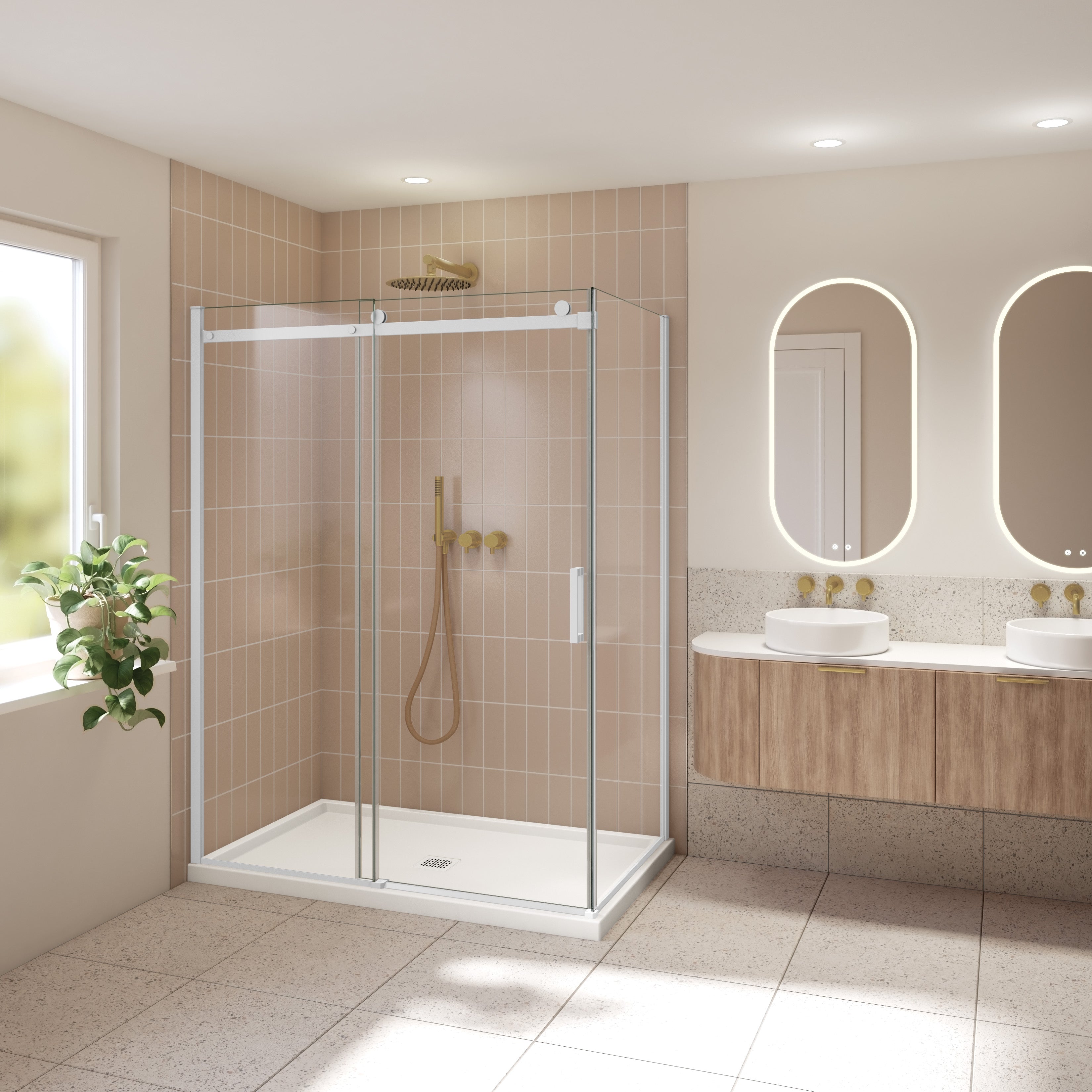 matte white shower door