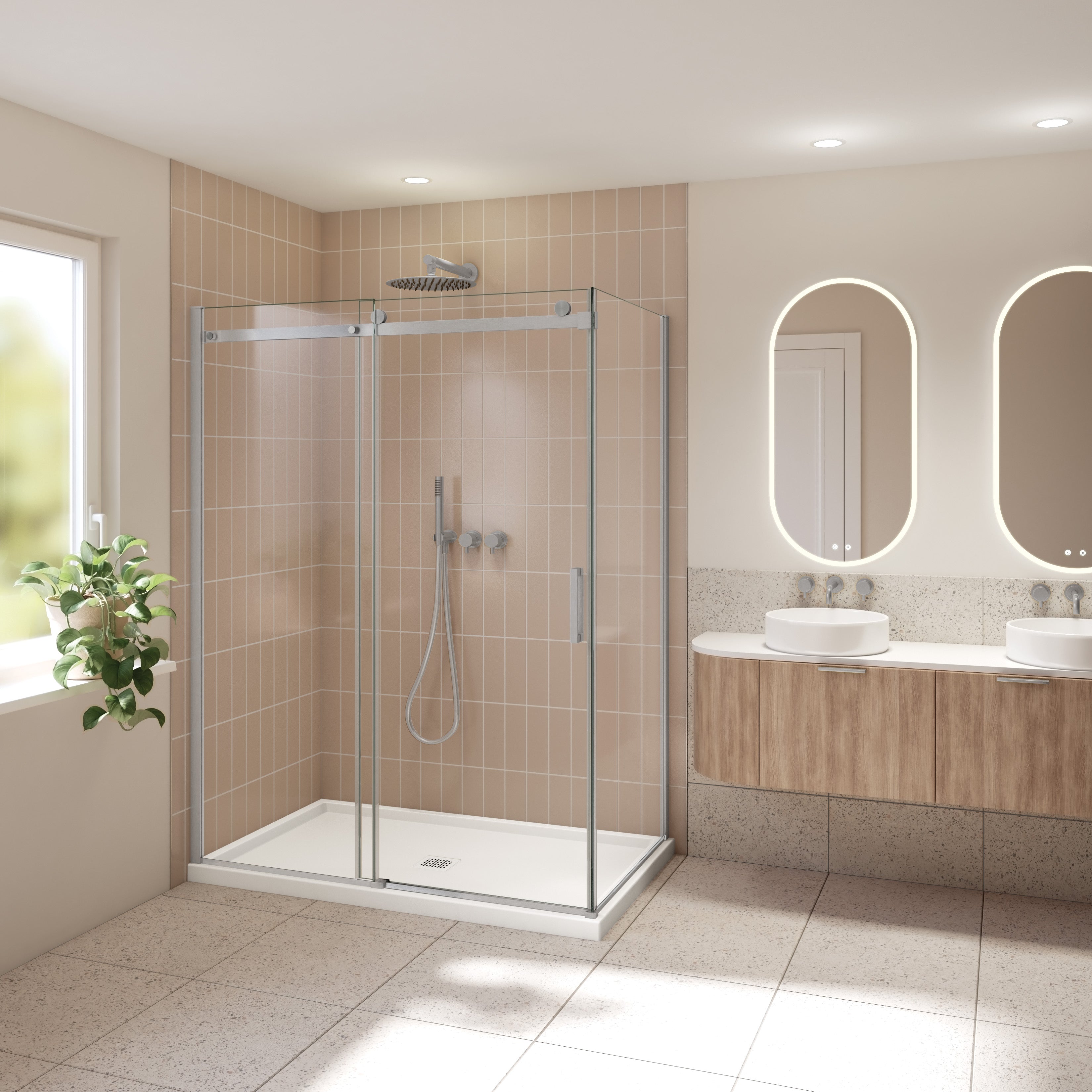 brushed nickel shower door