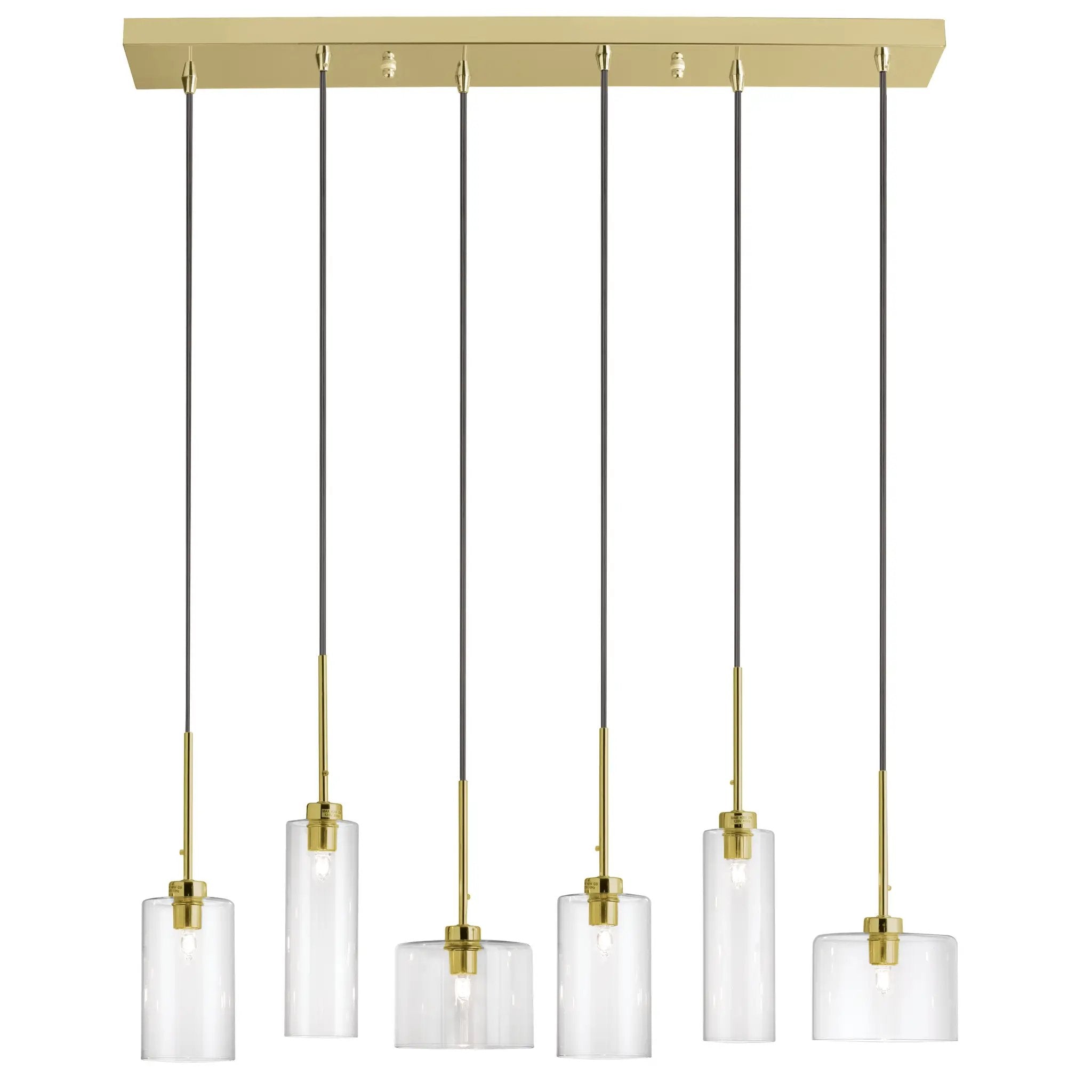 Dainolite 6 Light Halogen Horizontal Pendant with Clear Glass by Dainolite