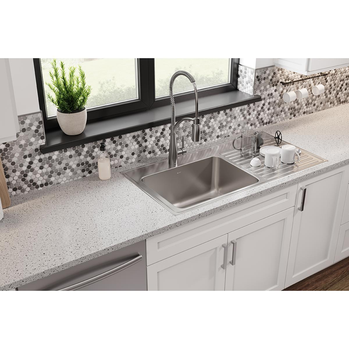 lustrous satin single bowl drop-in sink