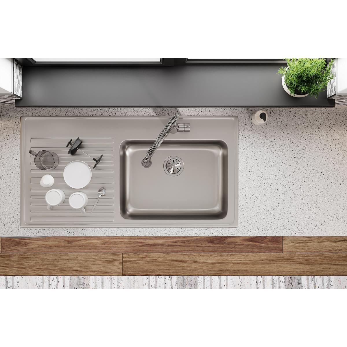 lustrous satin single bowl drop-in sink