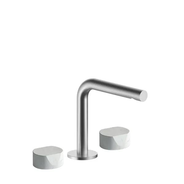 Fantini AF/21 Three Hole Washbasin Mixer - Handles in Carrara White Marble by Fantini