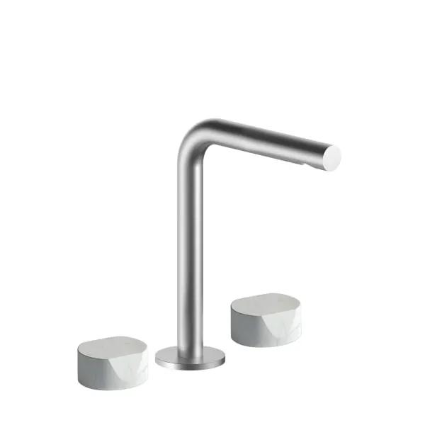 Fantini AF/21 Three Hole Vessel Mixer - Handles in Carrara White Marble by Fantini