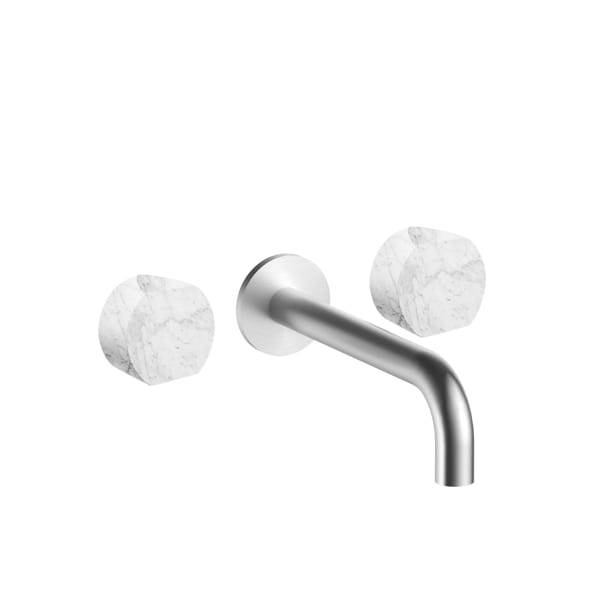 Fantini AF/21 Wall Mount Three Hole Washbasin Mixer - Handles in Carrara White Marble