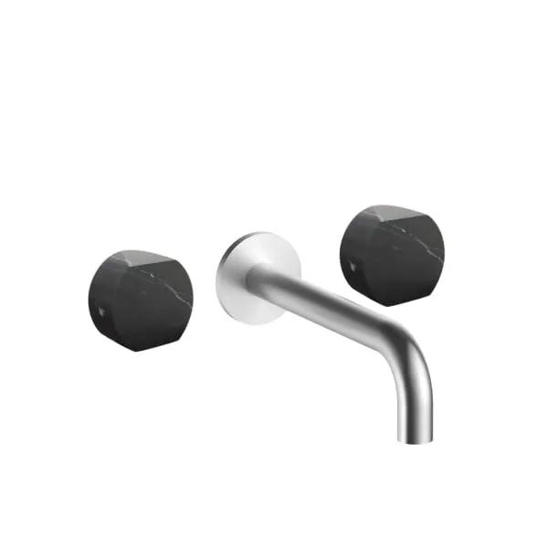 Fantini AF/21 Wall Mount Three Hole Washbasin Mixer - Handles in Marquinia Black Marble by Fantini