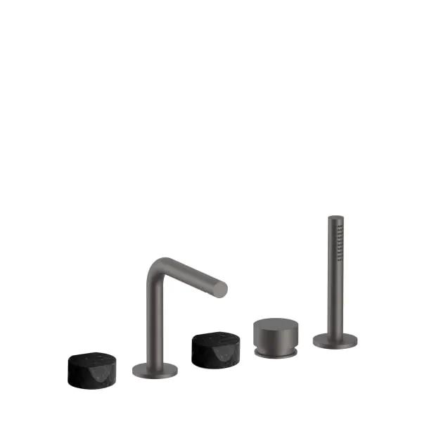 Fantini AF/21 5 Hole Roman Tub Set - Handles in Marquinia Black Marble by Fantini