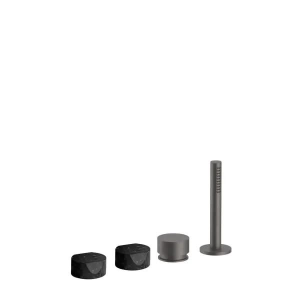 Fantini AF/21 4 Hole Roman Tub Set - Handles in Marquinia Black Marble by Fantini