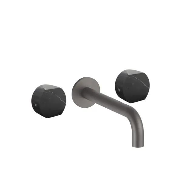 Fantini AF/21 Wall Mount Three Hole Washbasin Mixer - Handles in Marquinia Black Marble by Fantini