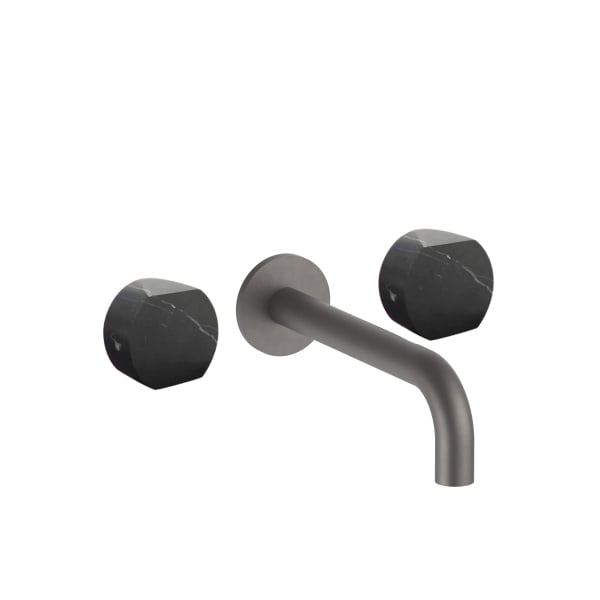 Fantini AF/21 Wall Mount Three Hole Washbasin Mixer - Handles in Marquinia Black Marble