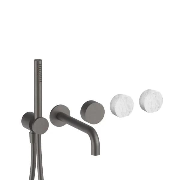 Fantini AF/21 Wall Mount Tub Filler - Handles in Carrara White Marble by Fantini