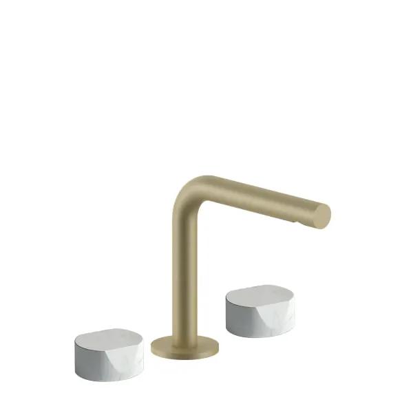 Fantini AF/21 Three Hole Washbasin Mixer - Handles in Carrara White Marble by Fantini