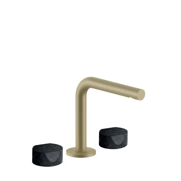Fantini AF/21 Three Hole Washbasin Mixer - Handles in Marquinia Black Marble by Fantini