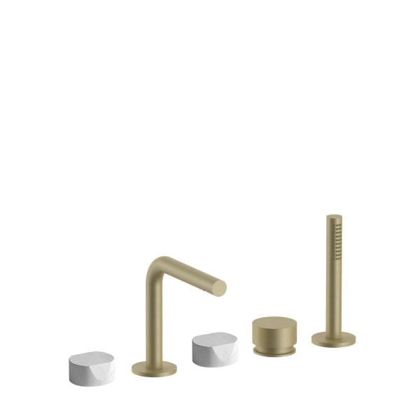 Fantini AF/21 5 Hole Roman Tub Set - Handles in Carrara White Marble
