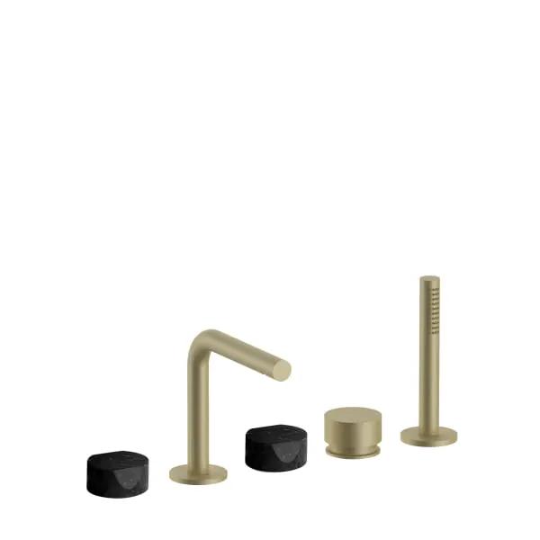 Fantini AF/21 5 Hole Roman Tub Set - Handles in Marquinia Black Marble by Fantini