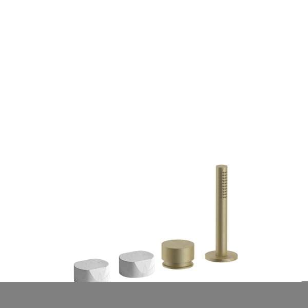 Fantini AF/21 4 Hole Roman Tub Set - Handles in Carrara White Marble