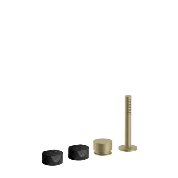 Fantini AF/21 4 Hole Roman Tub Set - Handles in Marquinia Black Marble by Fantini