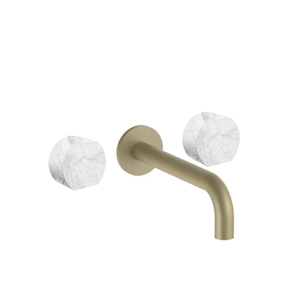 Fantini AF/21 Wall Mount Three Hole Washbasin Mixer - Handles in Carrara White Marble