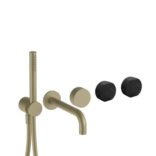 Fantini AF/21 Wall Mount Tub Filler - Handles in Marquinia Black Marble by Fantini
