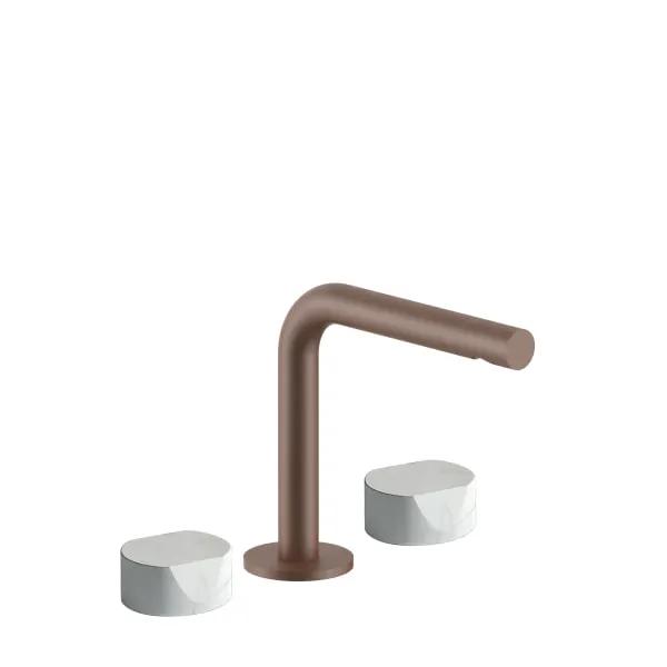 Fantini AF/21 Three Hole Washbasin Mixer - Handles in Carrara White Marble by Fantini