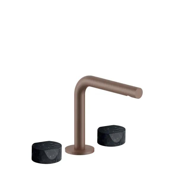 Fantini AF/21 Three Hole Washbasin Mixer - Handles in Marquinia Black Marble by Fantini