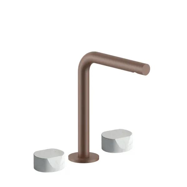 Fantini AF/21 Three Hole Vessel Mixer - Handles in Carrara White Marble by Fantini