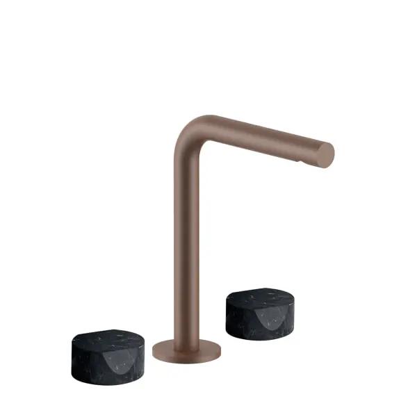 Fantini AF/21 Three Hole Vessel Mixer - Handles in Marquinia Black Marble by Fantini