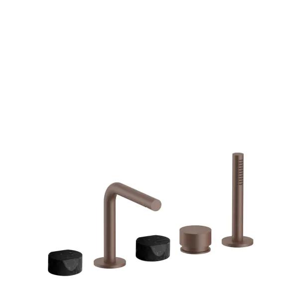 Fantini AF/21 5 Hole Roman Tub Set - Handles in Marquinia Black Marble by Fantini