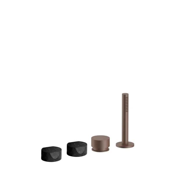 Fantini AF/21 4 Hole Roman Tub Set - Handles in Marquinia Black Marble by Fantini
