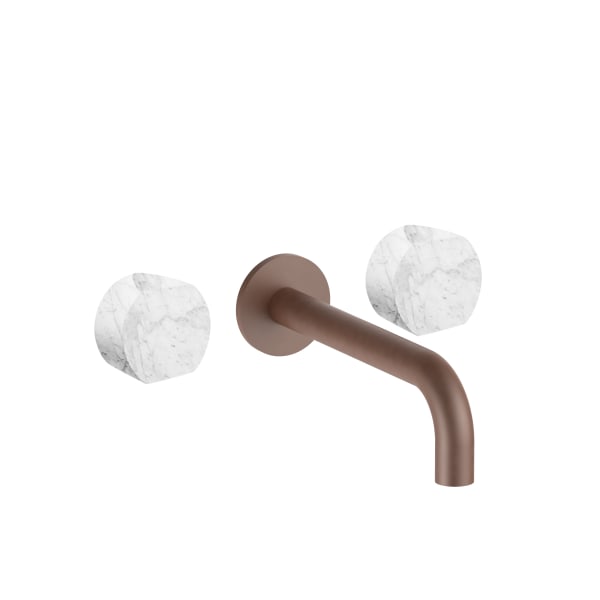 Fantini AF/21 Wall Mount Three Hole Washbasin Mixer - Handles in Carrara White Marble