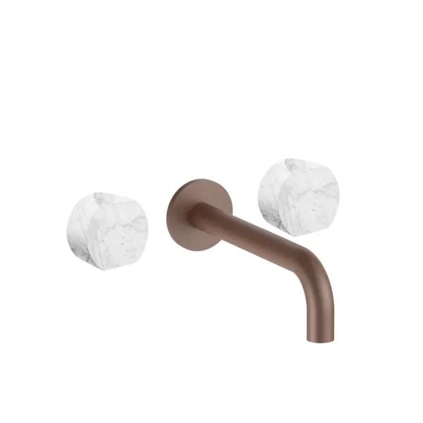 Fantini AF/21 Wall Mount Three Hole Washbasin Mixer - Handles in Carrara White Marble by Fantini