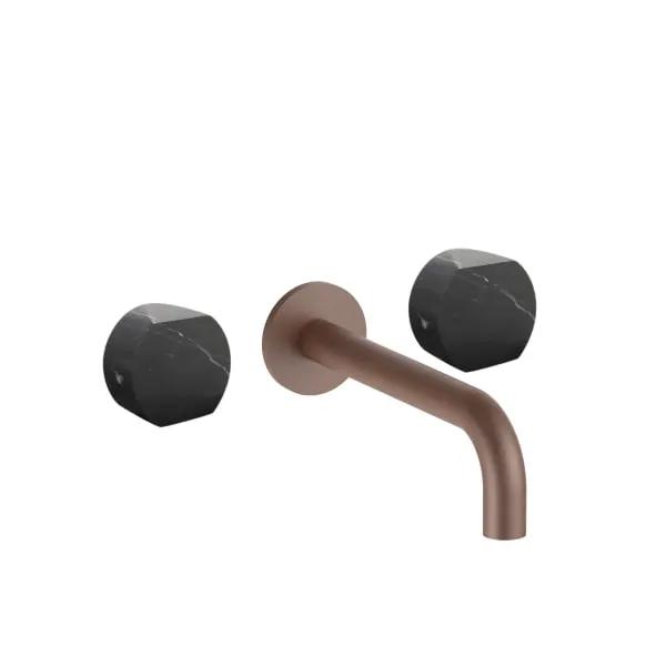 Fantini AF/21 Wall Mount Three Hole Washbasin Mixer - Handles in Marquinia Black Marble by Fantini