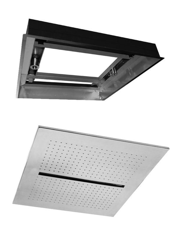 polished stainless steel shower