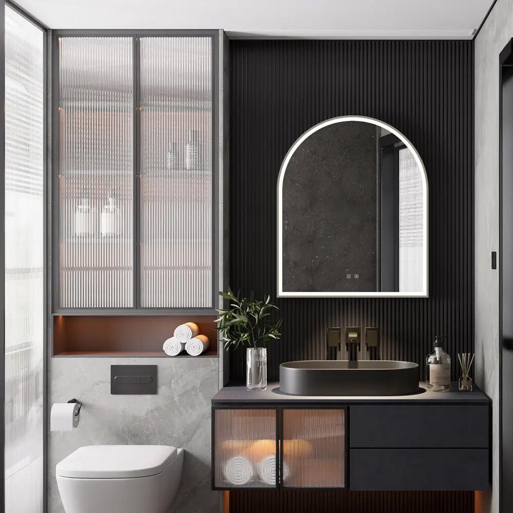 brushed bronze lit mirror