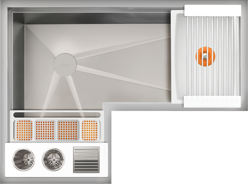 The Galley Ideal Corner WashStation 3X4C with Four Tool Wash Kit