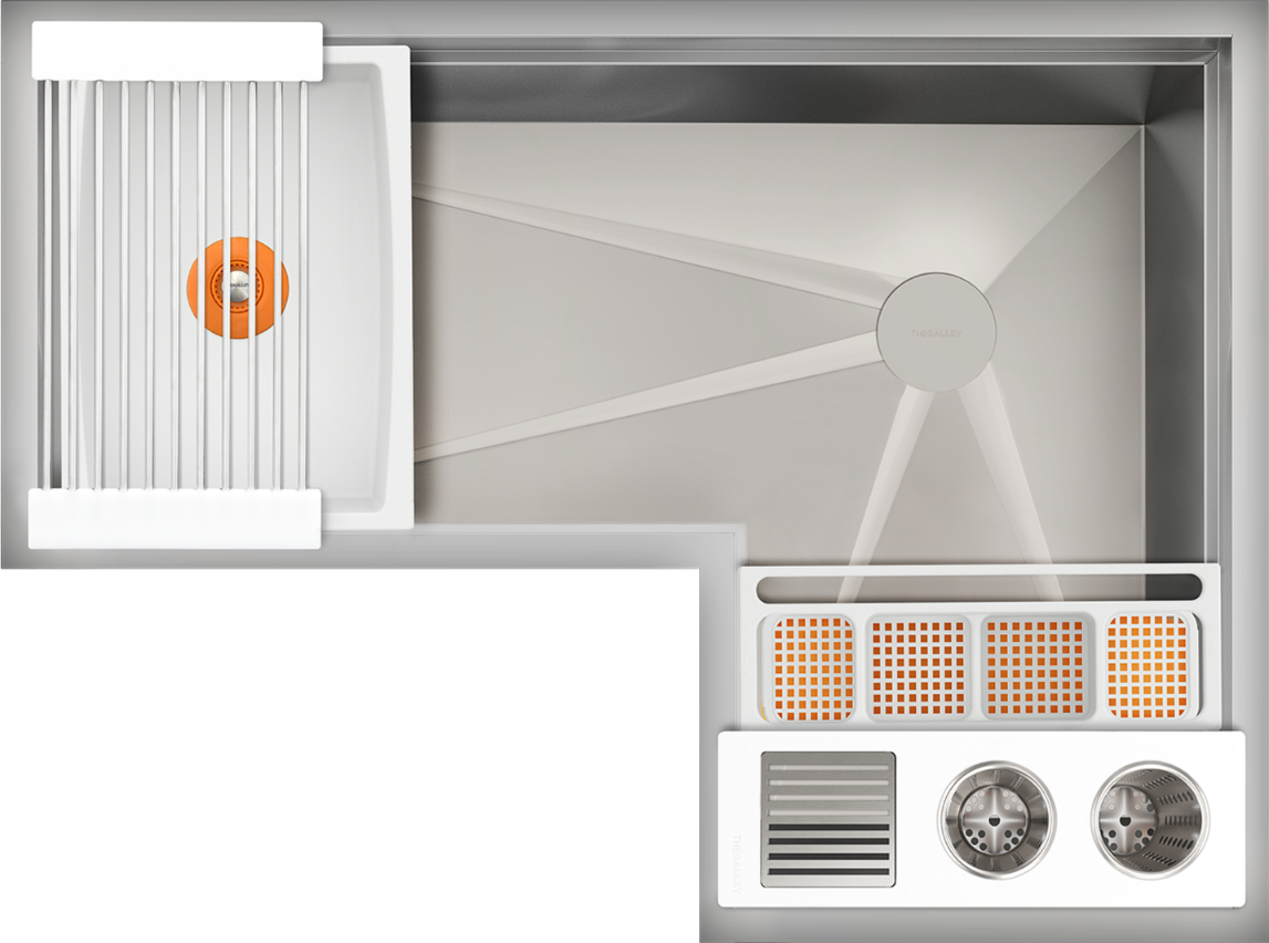 The Galley Ideal Corner WashStation 4X3C with Four Tool Wash Kit by The Galley