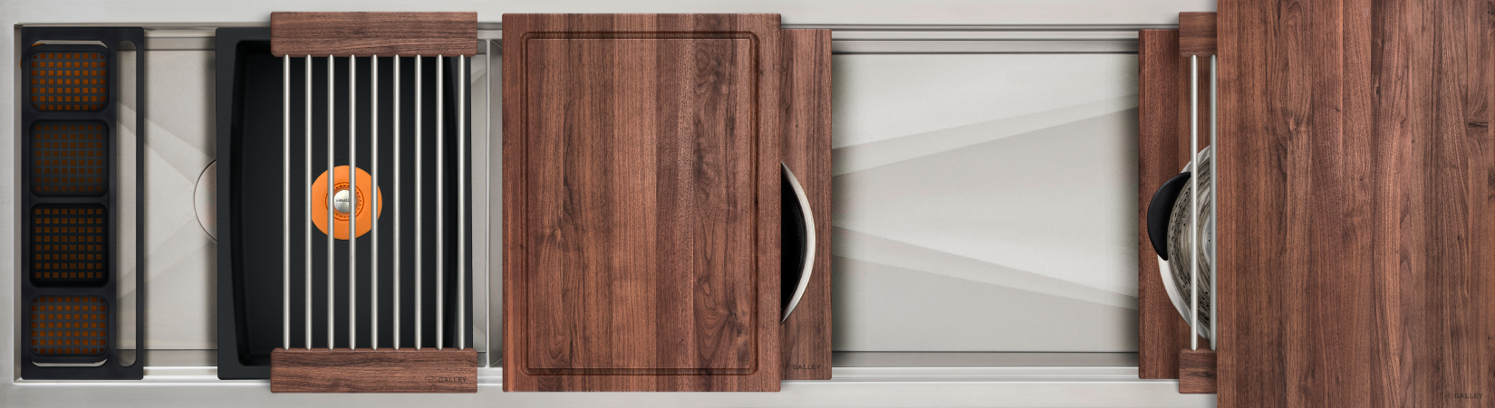 The Galley Ideal Work and WashStation 6D with Five Tool Culinary Kit and Four Tool Wash Kit