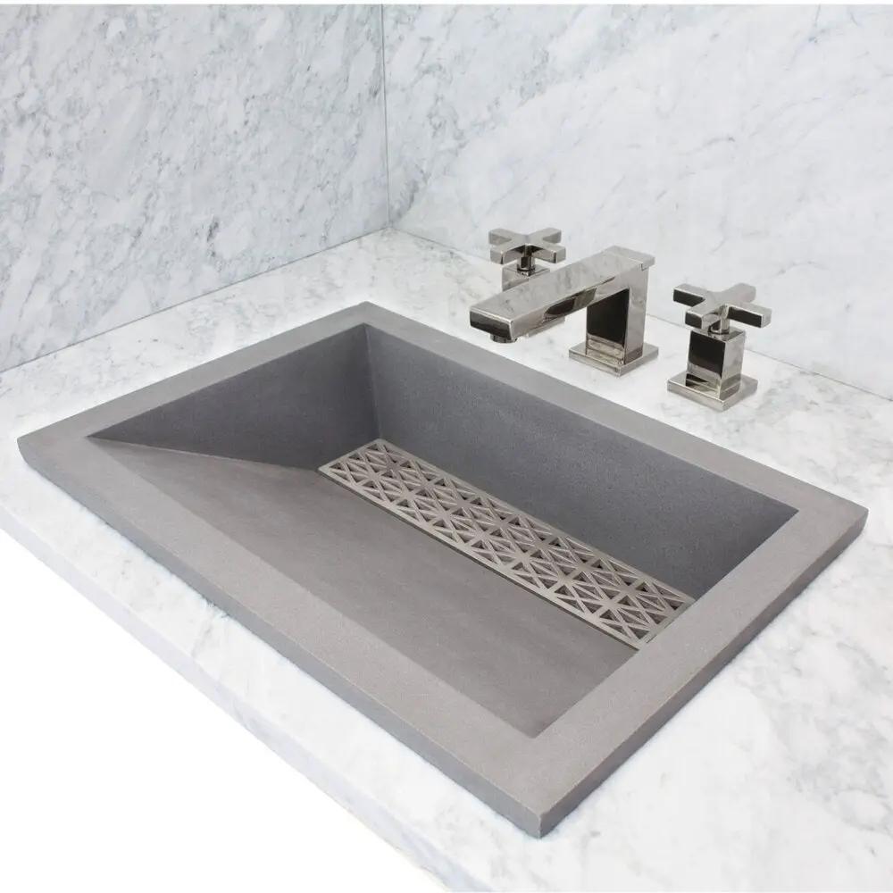 gray concrete sink
