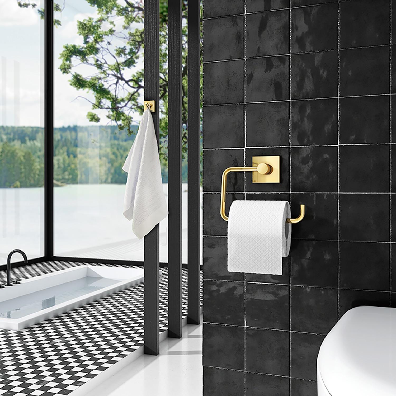 polished brass toilet roll holder