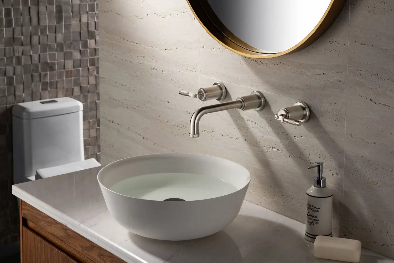 chrome bathroom faucet