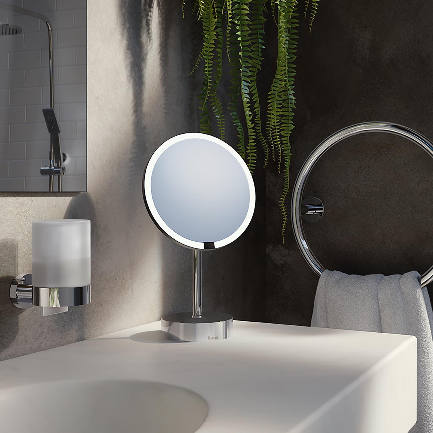 polished chrome make-up mirror