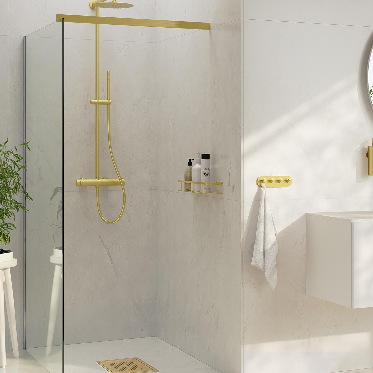 brushed brass shower basket