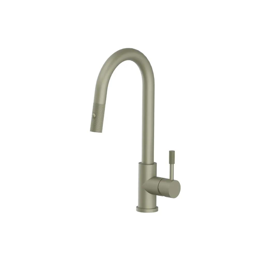 Flusso Vasco - Dual Spray Stainless Steel Kitchen Faucet with Pull Out and Knurling by Flusso