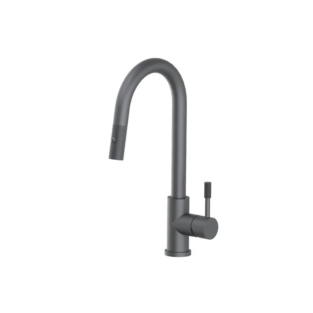 Flusso Vasco - Dual Spray Stainless Steel Kitchen Faucet with Pull Out and Knurling by Flusso