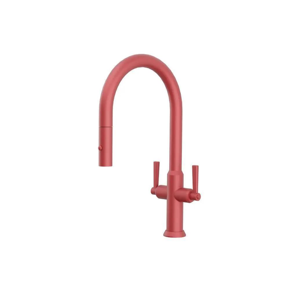 Flusso Velox - Dual Spray Stainless Steel Two Handle Kitchen Faucet with Pull Out by Flusso