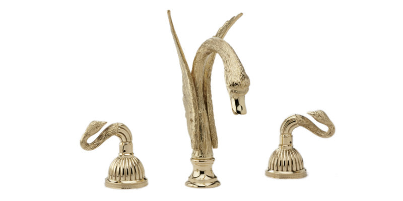 polished brass deck tub set